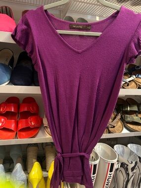 The Limited Magenta V‑Neck Tie‑Waist Dress